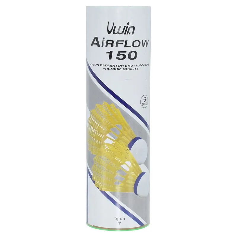 Uwin Airflow 150 Badminton Shuttlecocks Tube of 6  Yellow