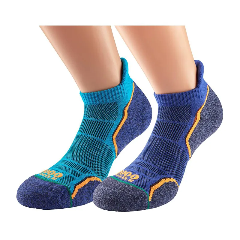 1000 Mile Run Sock Twin Pack Steel/Blue-1