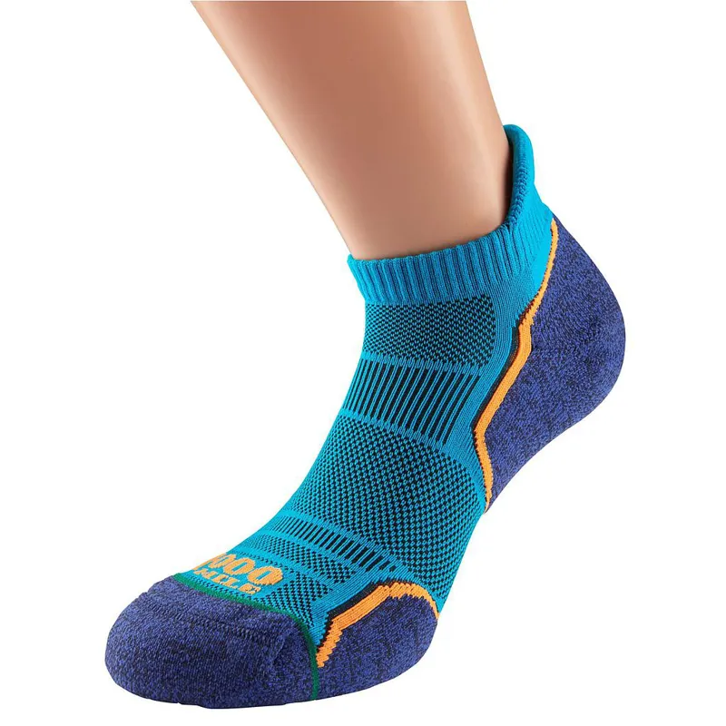 1000 Mile Run Sock Twin Pack Steel/Blue